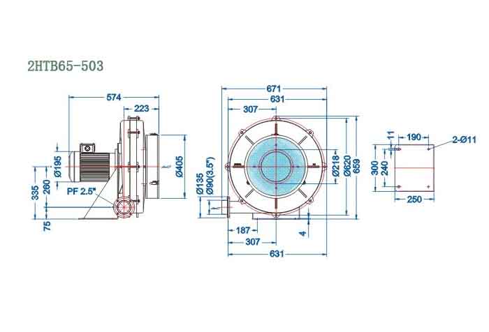 2HTB65-503,3.7kw透浦式鼓风机