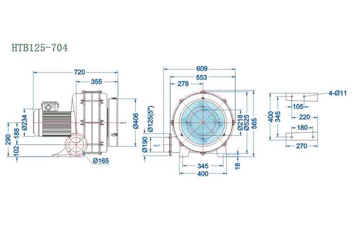 HTB125-704,5.5kw透浦式鼓风机